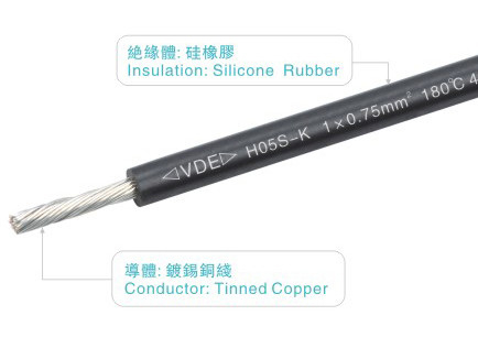 VDE H05S-K 450V 180C Silicone Rubber Wires Cables Tinned Copper For Heater Robot