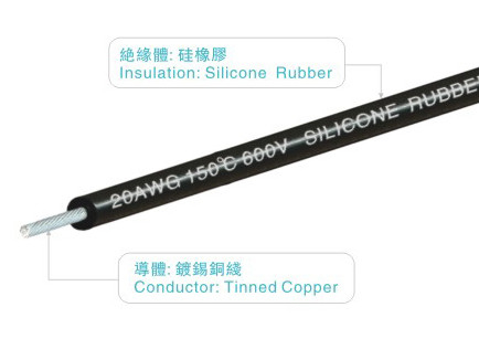 UL3141 Tinned Silicone Rubber Wires 600v 150C 20AWG FT2 Black Uav Lighting