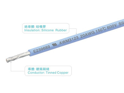 UL3123 실리콘 고무는 20 awg 600V/150C FT2 예로에게 / 녹색 로봇  가전 제품 빛을 보냅니다